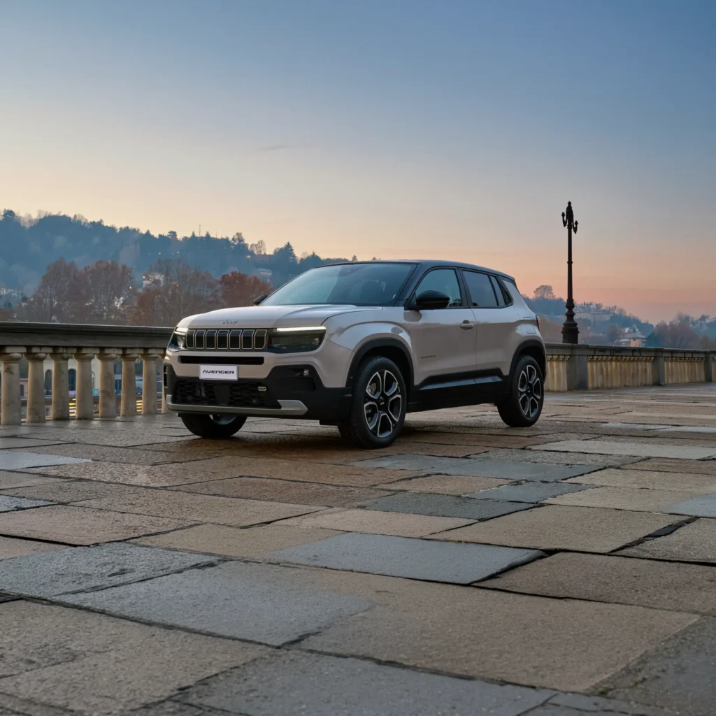 jeep avenger beige su strada